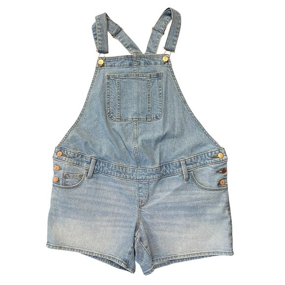 New Isabel Maternity Denim Shortalls Size 6 Romper Shorts Jumpsuit Jeans NWT - Picture 2 of 16